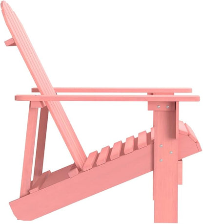 Adirondack Chair for Patio, Outdoor Garden Wood Chair, Ergonomic Pink Adirondack Seating for Backyard, Porch, Deck, Sturdy Fir Wood Construction
