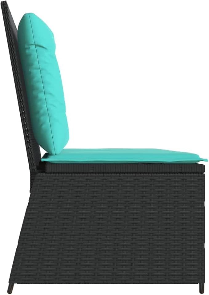 2-Person Reclining Patio Bench with Turquoise Cushions, Adjustable Backrest Outdoor Garden Sofa - Photo 6