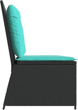 2-Person Reclining Patio Bench with Turquoise Cushions, Adjustable Backrest Outdoor Garden Sofa - Photo 6