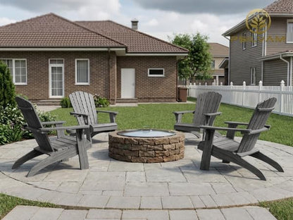 Psilvam Oversized Adirondack Chair, Fade-Resistant & Odor-Free Poly Lumber Fire Pit Chairs with Cup Holder, Weatherproof Outdoor Chair, Easy 15 Min Install Patio Chair, 350 Lbs Support (2, Gray)