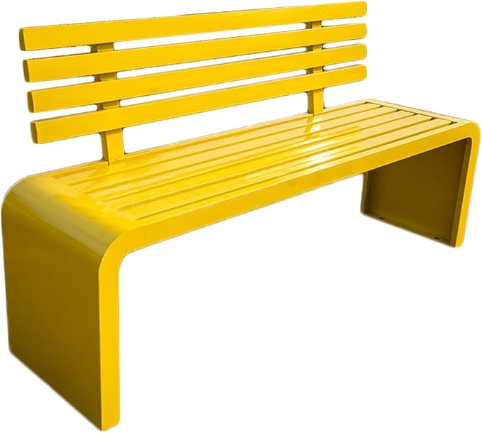 Outdoor Metal Garden Bench, 660lb Capacity, Yellow 47in, Durable Patio Seating for Yard, Entryway, Park, Stylish & Comfortable Garden Benches