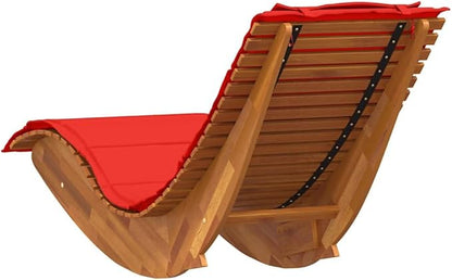 Set of 2 Outdoor Sun Loungers with Comfortable Cushions, Solid Acacia Wood Patio Chaise Lounge for Garden, Backyard, Poolside, Brown, 60.63 inch