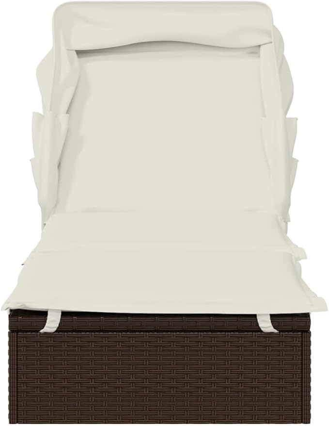 Sunbed Brown PE Rattan, Powder-Coated Steel 83.9x24.8x38.2 in Beach Chair Recliner Chair for Decks Beaches - Photo 5