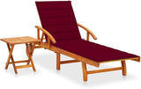 Solid Acacia Wood Outdoor Chaise Lounge Chair with Adjustable Backrest - Photo 1