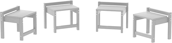 Stackable HDPE Foot Stool - All-Weather Indoor/Outdoor Seating for Patio, Living Room & Bathroom, Waterproof Windproof Heavy-Duty High-Density PE Step Stool, 4 Sets, White