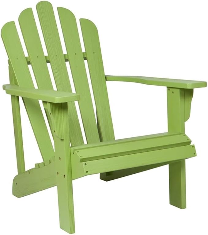 Pemberly Row Adirondack Chair, Cedar Wood, Green Finish, 36" H x 35" W x 26.25" D, Ergonomic Design, Contoured Seat, Wide Arms, Durable Outdoor Patio Porch Chair with Moisture and Decay Resistance