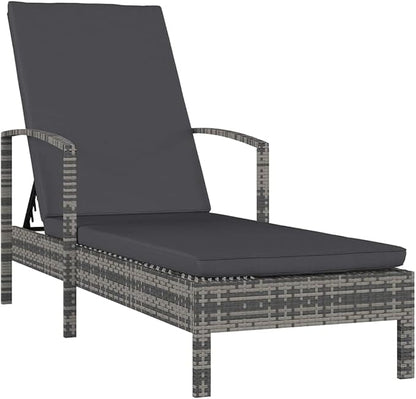 Sun Lounger Chaise Lounge,Lounge Chairs for Outside,Pool Lounge Chairs,Outdoor Chaise Lounge,Patio Lounge Chair,Outdoor Chaise,Pool Lounge Chair,with Armrests Poly Rattan Gray