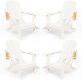 Folding Adirondack Chairs with Cup Holders, Set of 4 HDPE Plastic Outdoor Chairs, Weather Resistant, Real Wood Look - Photo 9
