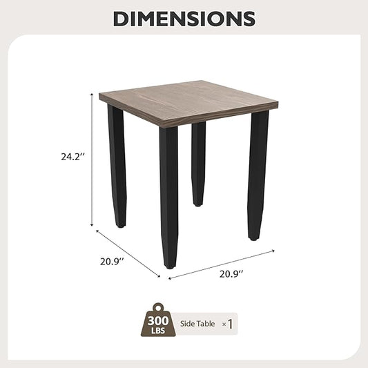 EAGLE PEAK Modern Outdoor Table, Patio Table with Wood Grain Top for Deck, Porch, Balcony, Garden, Square Side Table