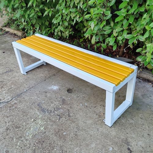 Weatherproof Metal Garden Bench, Durable Outdoor Seating for Patio, Lawn, Park & School, 500kg Capacity, 150cm (59in) Wood-Plastic Design, Stylish & Sturdy