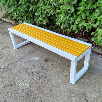 Weatherproof Metal Garden Bench - Durable Outdoor Seating for Patio, Lawn, Park & School - 500kg Capacity (150cm/59in) - Stylish Wood Plastic Design