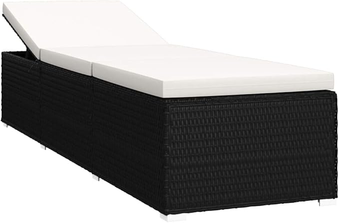 Adjustable Sun Lounger with Cream White Cushion and Tea Table - Photo 4