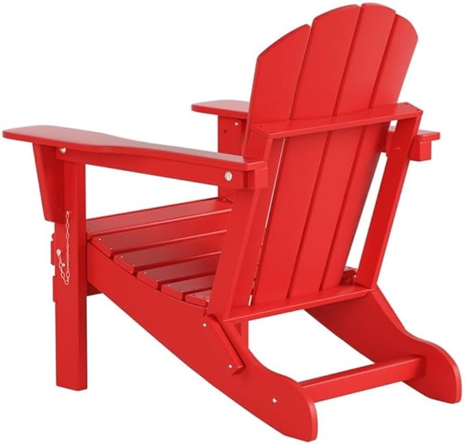 Costaelm Outdoor Folding Chair, Outdoor Seating Folding Firepit Chairs, All Weather Poly Adirondack Chair for Deck Backyard Garden Lawn Pool Patio, Red