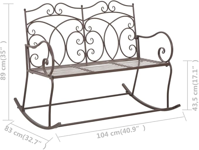 Patio Bench, Metal Chairs, Wide Rocking Chairs, Outdoor Garden Bench for Patio, Garden, Patio, Lawn - Photo 2