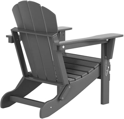 Costaelm Outdoor Folding Chair, Outdoor Seating Folding Firepit Chairs, All Weather Poly Adirondack Chair for Deck Backyard Garden Lawn Pool Patio, Gray