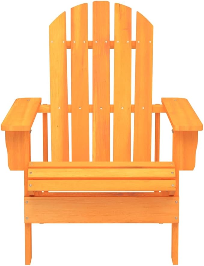 Orange Solid Fir Wood Ergonomic Adirondack Chair for Garden Patio - Photo 3
