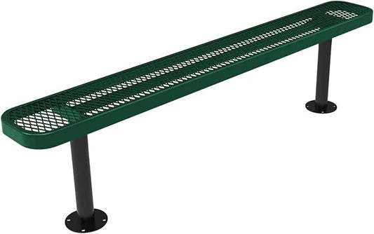 COATEDOUTDOORFURNITURE Coated Outdoor Furniture Heavy-Duty Outdoor Bench Thermoplastic Coated, Expanded Metal, Commercial-Grade Seating, Made in America (Surface Without Back, 6 Ft, Textured Green)