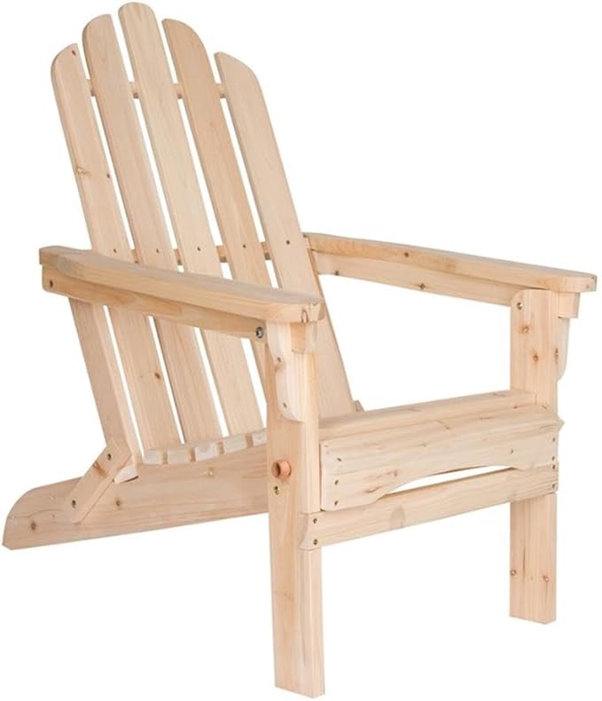 Pemberly Row Traditional Cedar Wood Folding Adirondack Chair, Beige Finish, 37"H x 28"W x 29.5"D, Ergonomic Design, Indoor or Outdoor Patio, Porch, Backyard, Low-Maintenance Moisture-Resistant Wood