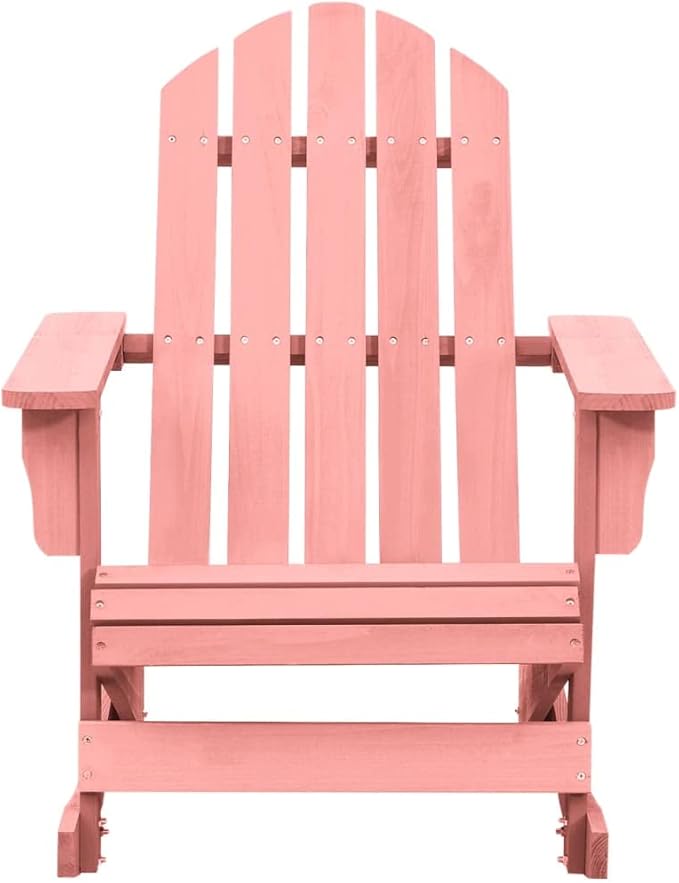 Pink Solid Fir Wood Garden Adirondack Rocking Chair Standard Outdoor Patio Furniture with Ergonomic Design and Gentle Rocking Feature for Relaxation