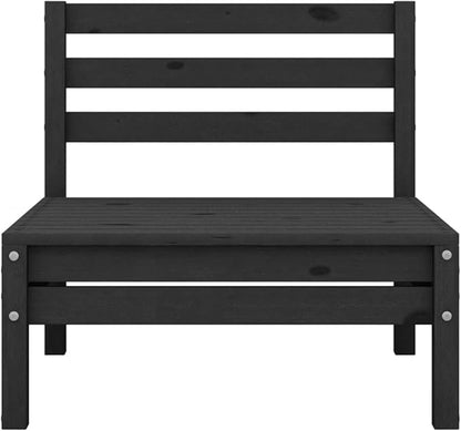 4-Piece Patio Lounge Set Solid Pinewood Black Outdoor Furniture Set with Modular Design for Garden Balcony Porch