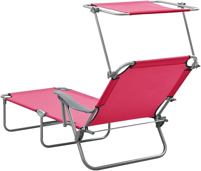 Outdoor Chaise Lounge Chair Pink 74 x 28.1 x 10.6 in Steel Frame Foldable Sunbed for Poolside Patio Backyard Garden and - Photo 4