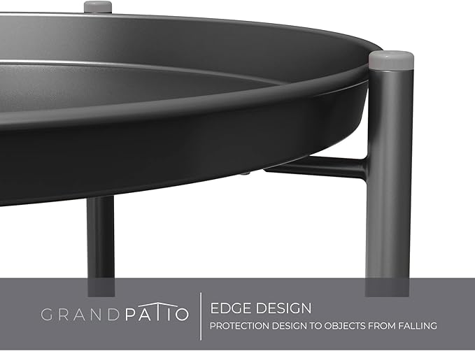 Grand patio Outdoor Side Table, 2-Tier Metal Round End Table, Black