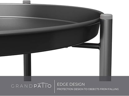Grand patio Outdoor Side Table, 2-Tier Metal Round End Table, Black