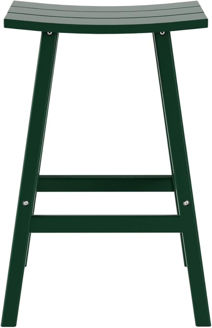 WestinTrends Malibu Malibu 24 Inch Counter High Saddle Stools (Set of 3), Dark Green