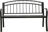 Modern Garden Bench with Table, Black Powder-Coated Steel, Durable Outdoor Furniture for Patio, Balcony, Backyard - Photo 4