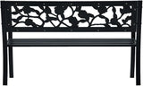 Patio Bench, Garden Bench, Outdoor Garden Bench, Bench with Backrest for Patio, Garden, Yard, Lawn,49.2" Black Steel - Photo 5
