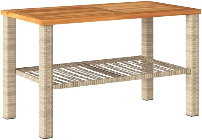 Modern Rectangular Garden Table, Outdoor Patio Side Table with Synthetic Poly Rattan - Photo 3