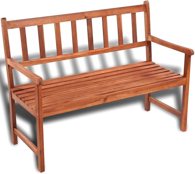 Patio Bench,Rustic Outdoor Patio Bench,Porch Chair,Wood Garden Bench,with Backrest and Armrests,for Outdoor,Park,Yard,Patio,Park,47.2” Solid Acacia Wood