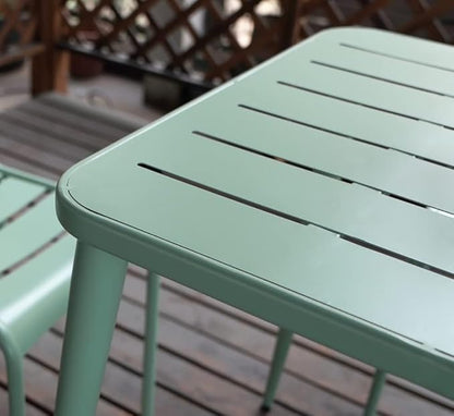 Modern Patio Table for 4-6 People Metal Dining Table for Outdoor&Indoor Office Computer Meeting Desk Home Cafe Table Lawn Backyard Balcony Kitchen Office 47.2" Lx23.6 Wx30 H(Green)