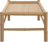 Natural Bamboo Garden Coffee Table 39.4 x 21.7 in Sturdy Rectangular Outdoor Furniture Low Patio Accent for Balcony - Photo 4