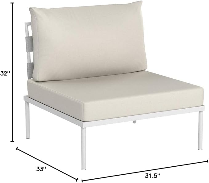 Modway EEI-2600-WHI-BEI Harmony Outdoor Patio Aluminum, Armless Chair, White Beige