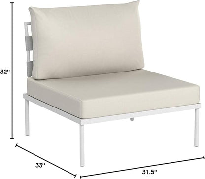Modway EEI-2600-WHI-BEI Harmony Outdoor Patio Aluminum, Armless Chair, White Beige