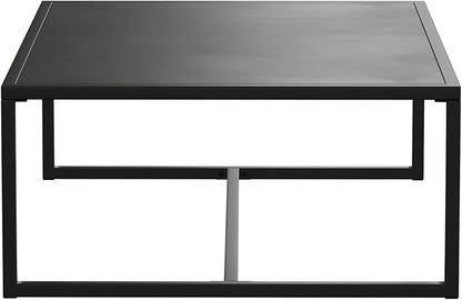 EMMA + OLIVER All-Weather Commercial Grade Indoor/Outdoor Steel Patio Coffee Table in Black