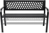 Black Steel Frame 2-Seater Durable Garden Bench with PVC Backrest, Classic Rectangular Outdoor Seating for Patio Balcony - Photo 3