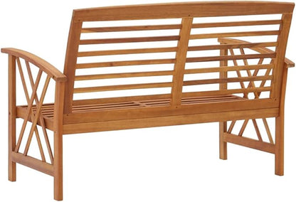 Rustic,Patio Bench,Garden Bench,Park Bench,Outdoor Bench, Front Porch Chair,2 Person Bench,Suitable for Garden,Patio,Porch, Poolside,Balcony,Lawn,Park,Deck,46.9" Solid Acacia Wood
