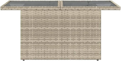 Light Gray Adjustable Garden Table 21.7 x 39.4 in Rectangular Outdoor Coffee to Dining Table for Patio Balcony Terrace