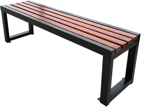 Park Bench All-Weather Outdoor Benches Metal Frame Wooden Seating Garden Bench 860 lbs Capacity 2-3 Person Chair Furniture for Patio, Balconies, Lawn, Yard, Schools(Brown,39inch)