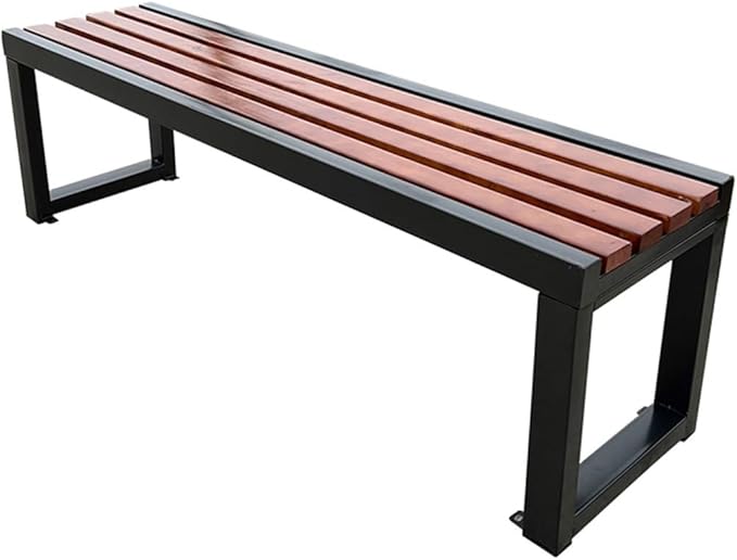 Park Bench All-Weather Outdoor Benches Metal Frame Wooden Seating Garden Bench 860 lbs Capacity 2-3 Person Chair Furniture for Patio, Balconies, Lawn, Yard, Schools(Brown,59inch)