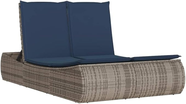 vidaXL Patio Double Sun Lounger with Cushions, Outdoor Chaise Lounge Chair for Beach Pool, Daybed, Sunbed, Modern Style - Photo 1