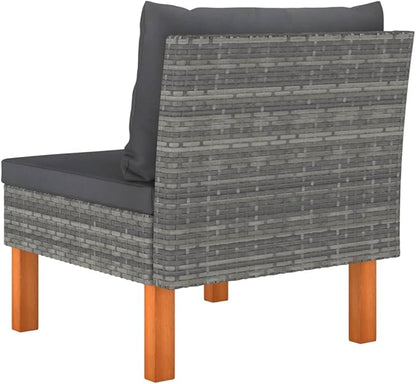3-Piece Outdoor Sofa Grey Rattan Modular Patio Couch 25x24x26 in Weather-Resistant PE Wicker Comfortable Cushions Modern Design for Balcony Garden Terrace