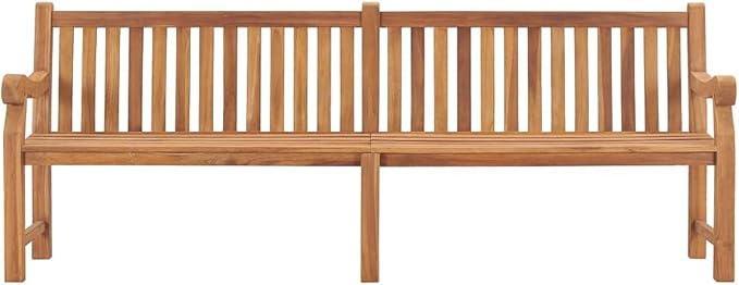Extra Large Solid Teak Wood Garden Bench, 89.8 Inch Rectangular Outdoor Patio Seating for Four People, Heavy-Duty Weather Resistant Durable Furniture with Smooth Finish,