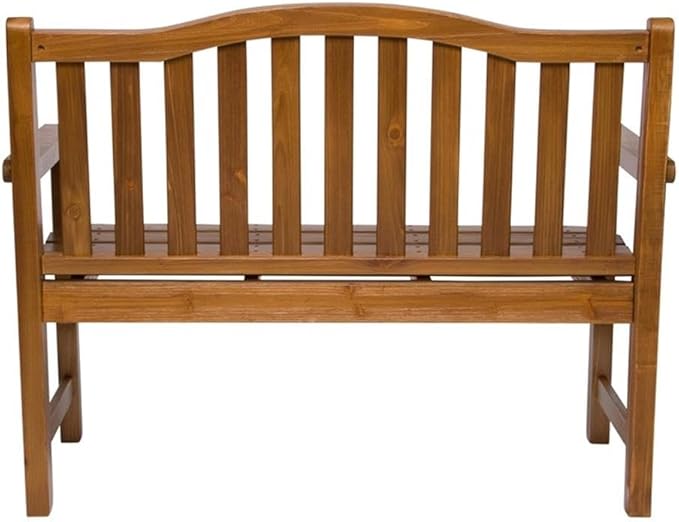 Pemberly Row Traditional Cedar Wood Patio Bench, Brown Finish, 43 in Seating Area, Kiln-Dried Moisture-Resistant Cedar, Arched Back Design, Indoor/Outdoor Use for Porch, Garden, Backyard