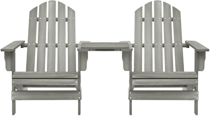 Grey Solid Fir Wood Adirondack Chair for Outdoor Patio Garden Balcony with Ergonomic Comfort and Robust Construction, Durable Weather-Resistant Easy Assembly Space-Saving