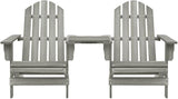 Patio Adirondack Chairs with Tea Table Solid Wood Fir Gray Deck Chairs Garden Chair Balcony Chair Outdoor Chairs for - Photo 2