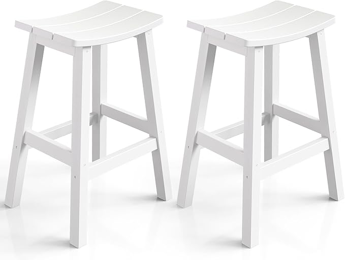 Weatherproof Bar Stools Set of 2, 28" Height Outdoor Bar Stools Holds up to 400 lbs, Saddle Seat - Photo 1