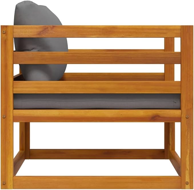 vidaXL Solid Acacia Wood Patio Chair with Dark Gray Cushions - Weather Resistant & Easy to Maintain Outdoor Seating - Photo 9